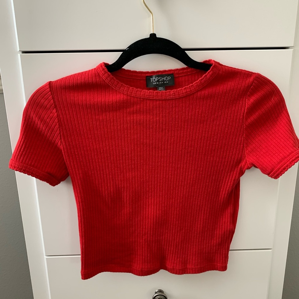 Topshop Red Crop